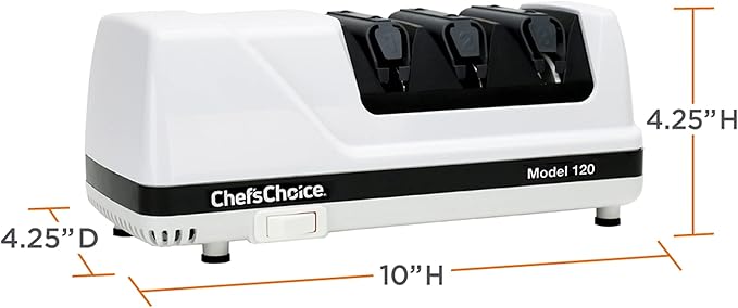 Chef'sChoice Professional Electric Knife Sharpeners With 100-Percent Diamond Abrasives And Precision Angle Guides For 20-Degree Straight-Edge and Serrated Knives, 3-Stage, White - Image 7