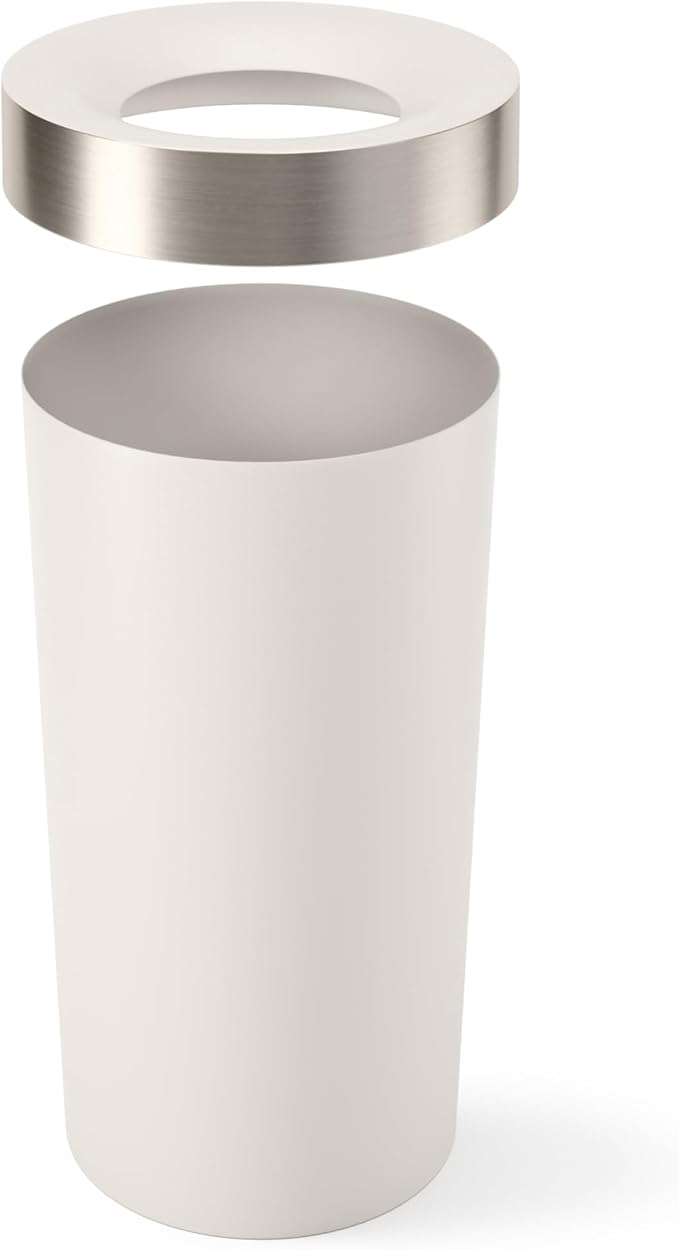 Umbra Vento Kitchen Trash Can – Large 16 Gal (62 L) Open Top Garbage Can for Home & Office – Modern Clean Design, Sand