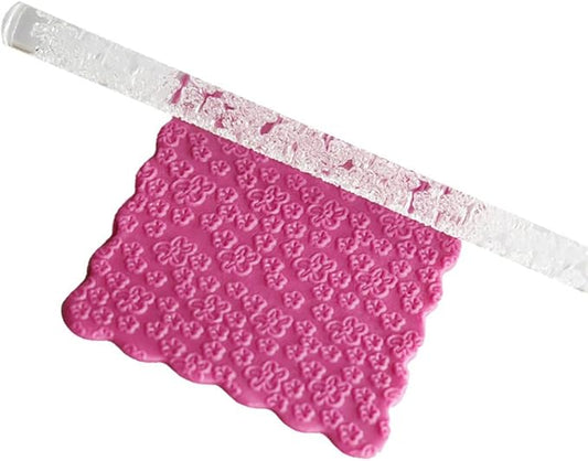 Rengue Acrylic Rolling Pin with 28 Patterns, Compliant Material, Comfortable Grip, 16 X 1 Cm, Lightweight for Dough and Pastry Acrylic Rolling Pin with 28 Patterns, Nan Kitchen (#21)