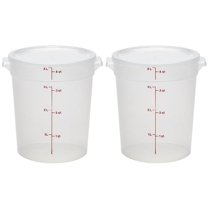 Cambro Food Storage Containers with Lids (BPA-Free) - 4 Quart - Food Grade Buckets with Lids (2 Pack) - For Dough Proofing and Brining (Translucent) by CambroManufacturing