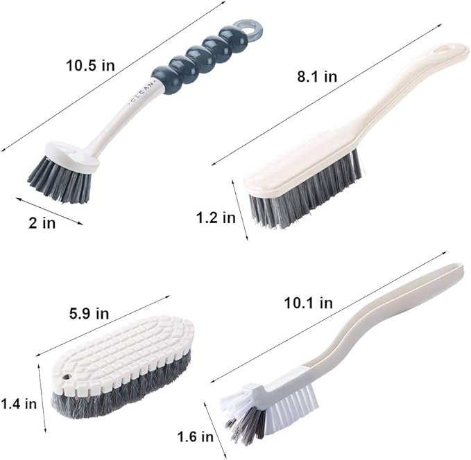 Multi-Purpose Scrub Brush Set - 4 Pack Kitchen Cleaning Brushes with Stiff Bristles for Dishes, Pots, Pans, Sink & Bottles - Dish Brush with Ergonomic Handle - Image 6