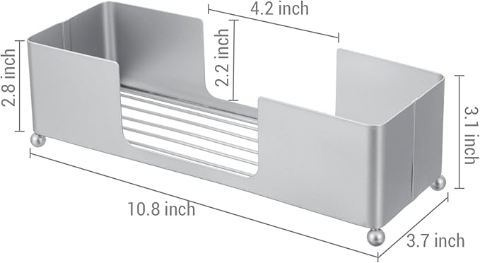 MyGift Modern Silver Tone Metal Countertop Folded Paper Towel Holders, Commercial and Guest Bathroom Sink or Vanity Table Disposable Napkin Storage Trays, Set of 2