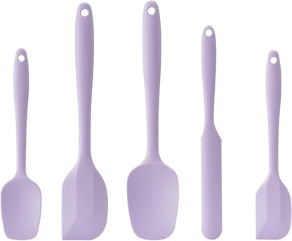 Silicone Spatula Set, 5 Piece Food Grade Rubber Spatulas for Baking, Cooking, and Mixing High Heat Resistant Non Stick Dishwasher Safe BPA-Free (Lavender) by Hoewina