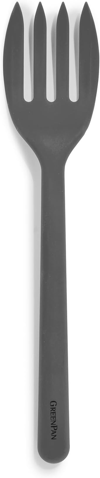 GreenPan Silicone Ultimate Fork, Mixing Stirring Serving, Cooking Kitchen Utensil, Flexible Rubber Nonstick Cookware, Rigid Steel Core, Heat-Resistant, Anti-Slip Handle, BPA-Free Dishwasher Safe, Gray by GreenPan