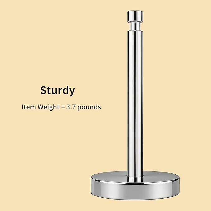 YUMORE Paper Towel Holder Countertop, Paper Towel Holder with Weighted Base Non Slip, Standing Paper Towel Roll Holder for Kitchen Bathroom, Stainles Steel (Chrome) - Image 6