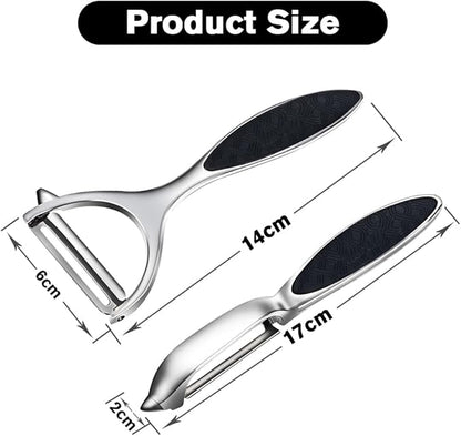 Vegetable Peeler, Potato Peelers for Kitchen Stainless Steel Multi-function Set Fruit Peeler For Kitchen and Household Tools Y & I Shape Swivel Blades with ​2 Orange Citrus Peelers - Image 2