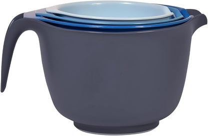Glad Mixing Bowls with Pour Spout, Set of 4 - Nesting Plastic Bowls (1.2qt, 1.9qt, 2.8qt, and 3qt with Handle) - Non Slip Base, Dishwasher Safe Kitchen Cooking and Baking Supplies, Blue - Image 7