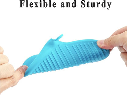 Vaincre 4PCS Silicone Oven Mitts Heat Resistant, Silicone Potholders for Kitchen, Mini Rubber Oven Glove Kitchen Mittens, Cute Cooking Mitts (Blue and Green)
