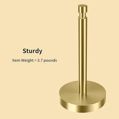 YUMORE Paper Towel Holder Countertop, Paper Towel Holder with Weighted Base Non Slip, Standing Paper Towel Roll Holder for Kitchen Bathroom, Stainles Steel (Gold) - Image 3