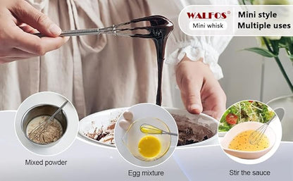 Walfos Mini Whisks Stainless Steel 6pcs; 7" - Small Whisk for Whisking, Beating Eggs, Mixing Sauces, Blending Ingredients - Image 4