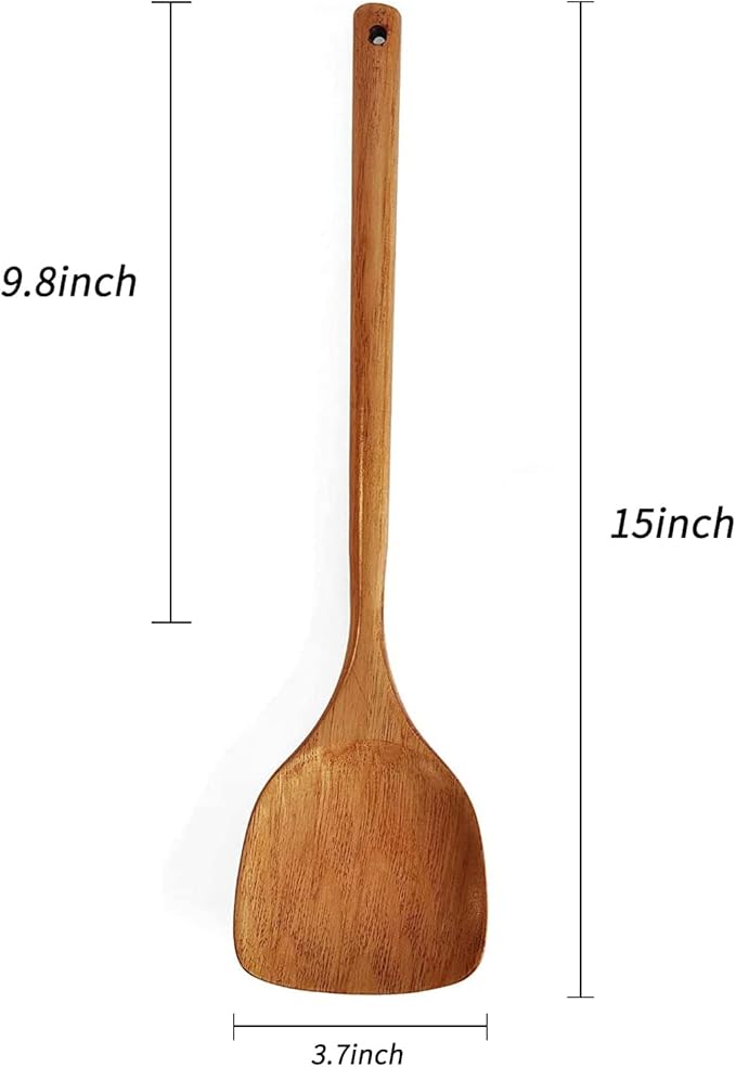 FJNATINH Wooden Spatula with Long Handle for Cooking Kitchen Cookware - Image 2