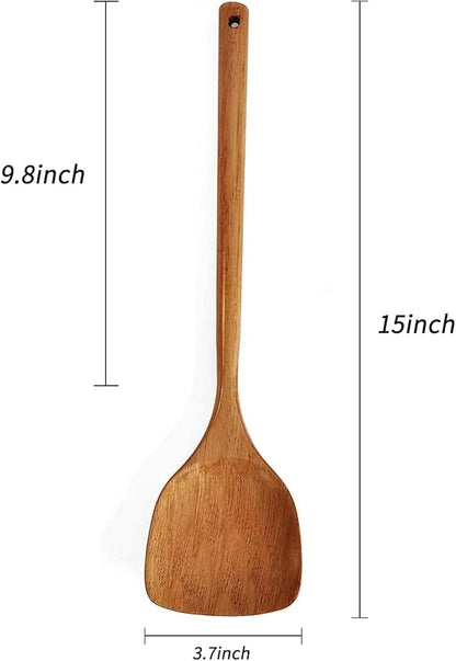 FJNATINH Wooden Spatula with Long Handle for Cooking Kitchen Cookware - Image 2