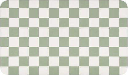 CooRug Checkered Dish Drying Mat for Kitchen Counter, Absorbent Non-Slip Coffee Mat, Heat Resistant Mat for Countertops Coffee Bar Decor 12" x 20" Green - Image 9