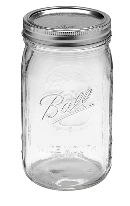 Ball Quart (32oz) Jar with Silver Lid, Wide Mouth, 1 Jar by BallJar