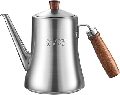 18/8 Stainless Steel Olive Oil Dispenser 1000ml/33.8oz Drip-Free Pouring Oil Pot Storage Container Wooden Handle