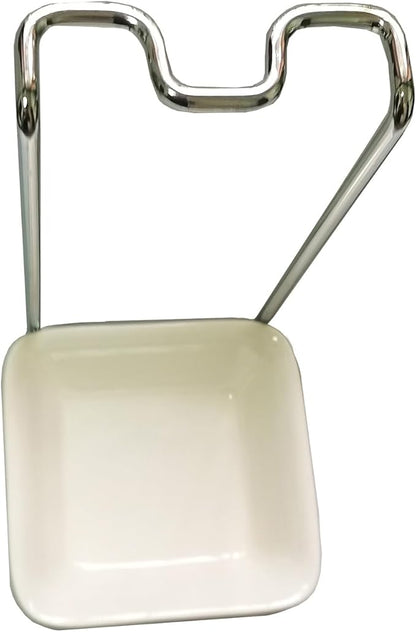 Steel Upright Ladle Holder Square White Ceramic Bowl Spoon Rest Rack Cooking Utensil Holder