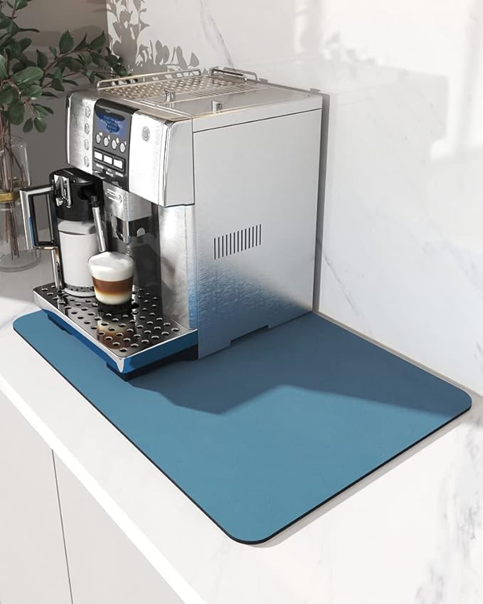 AMOAMI Coffee Mat - Hide Stain Rubber Backed Absorbent Dish Drying Mat for Kitchen Counter - Bar Accessories Fit Under Coffee Maker, Machine, Pot, Espresso Machine, Dish Rack by AMOAMI