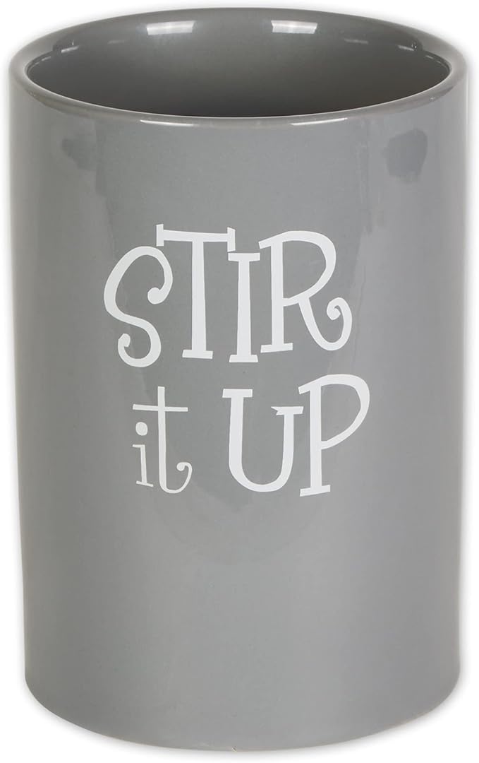 DII Kitchen Accessories Retro Collection Ceramics, Utensil Holder, Gray by DII