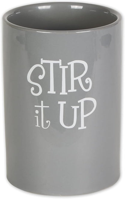 DII Kitchen Accessories Retro Collection Ceramics, Utensil Holder, Gray by DII