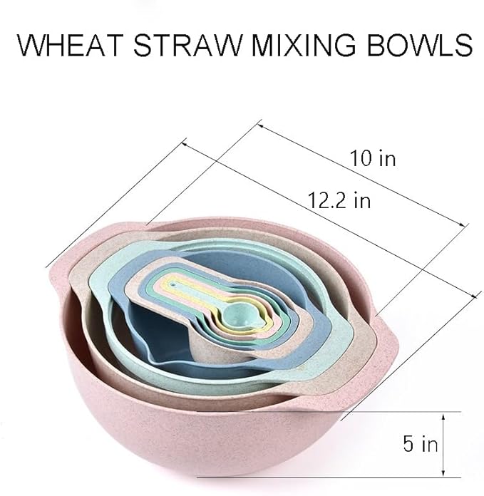 Plastic Mixing Bowls Set 8/10 PCS with Measuring Spoon, Colorful Serving Bowls for Kitchen, Ideal for Baking, Prepping, Nesting Bowls for Space Saving Storage (Wheat) - Image 5