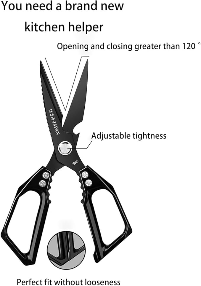 Multi-Purpose Rust Proof Kitchen Shears, Heavy Duty Meat Scissors, Dishwasher Safe, for Chicken, Vegetables, Steak, Fish Scaling & Bottle Opener(Golden)