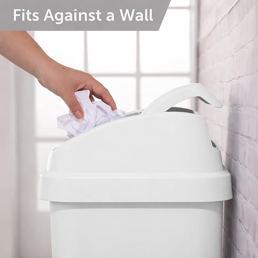 SKYREN Kitchen Trash Can 13.1 Gallon Plastic Garbage Bin with Swing Top Lid, Large Wastebasket for Home, Office, Bathroom, Bedroom, White - Image 4