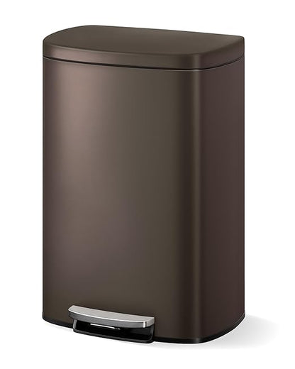 GarveeHome Stainless Steel Kitchen Trash Can, 13 Gal / 50 L Step-On Garbage Bin with Soft Close Lid, Large Rustproof Metal Trash Can for Kitchen, Brown by GarveeHome