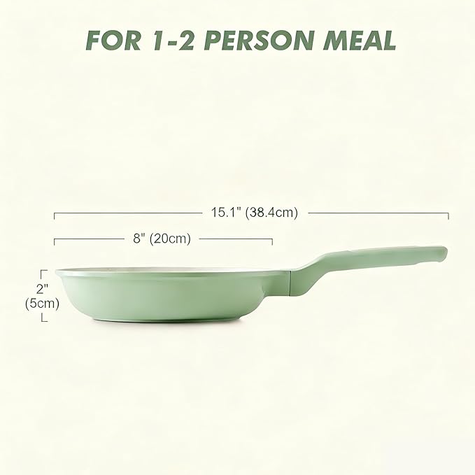SENSARTE Nonstick Ceramic Frying Pan Skillet, 8 Inch Omelet Pan, Healthy Non Toxic Chef Pan, Induction Egg Pan with Heat Resistant Handle, Dishwasher Safe, PFAS-Free, Green - Image 6