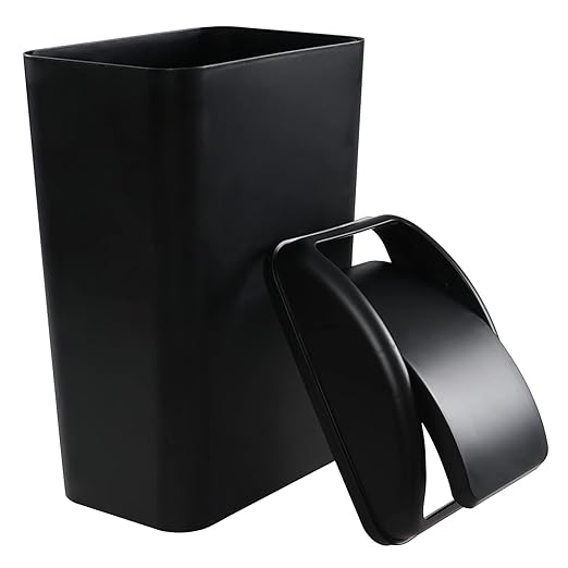 3.5 Gallons Capacity/ 14 Liter Plastic Trash Can, Garbage Bin with Swing Lid, Black, 9.8" x 6.6" x 16.7" - Image 7