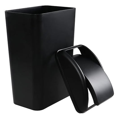 3.5 Gallons Capacity/ 14 Liter Plastic Trash Can, Garbage Bin with Swing Lid, Black, 9.8" x 6.6" x 16.7" - Image 7