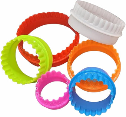 Handy Housewares 6pc Scalloped Biscuit/Cookie Dough Cutter Set, Round & Flower Edged, Dishwasher Safe, Plastic