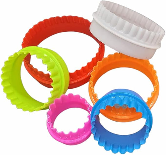 Handy Housewares 6pc Scalloped Biscuit/Cookie Dough Cutter Set, Round & Flower Edged, Dishwasher Safe, Plastic