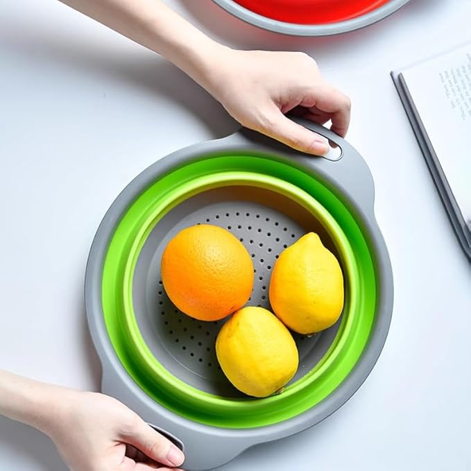 2 Pack Collapsible Colander Set, Emptycolor Foldable Collapsible Strainers for Kitchen, Small Round Colander with Base and Handles for Pasta, Fruit, Vegetables – Space-Saving Kitchen Strainer Baskets - Image 6