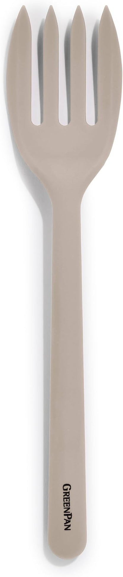 GreenPan Silicone Ultimate Fork, Mixing Stirring Serving, Cooking Kitchen Utensil, Flexible Rubber Nonstick Cookware, Rigid Steel Core, Heat-Resistant, Anti-Slip Handle BPA-Free Dishwasher Safe, Taupe by GreenPan