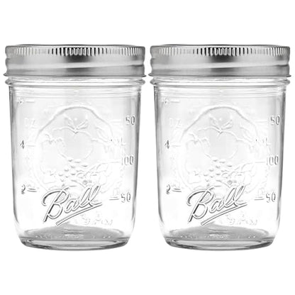 Ball Regular Mouth Mason Jars with Lids & Bands, Half Pint, 8-oz (2-Pack) by BallJar