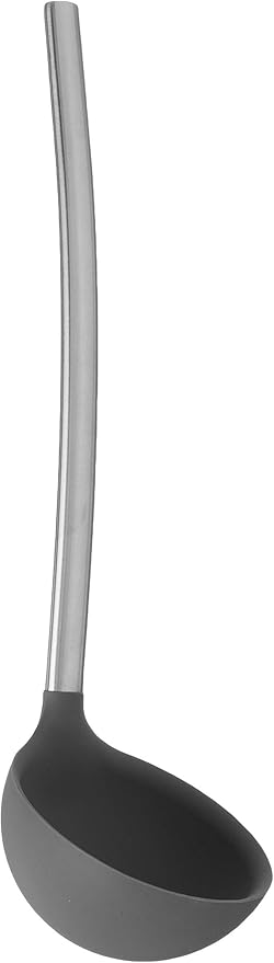 Tovolo Silicone Ladle With Stainless Steel Handle Deep Soup Ladle for Cooking Canning Serving Soup Punch Stew Sauce, Large Kitchen Utensil Spoon Dishwasher Safe BPA Free Silicone Charcoal Gray by Tovolo