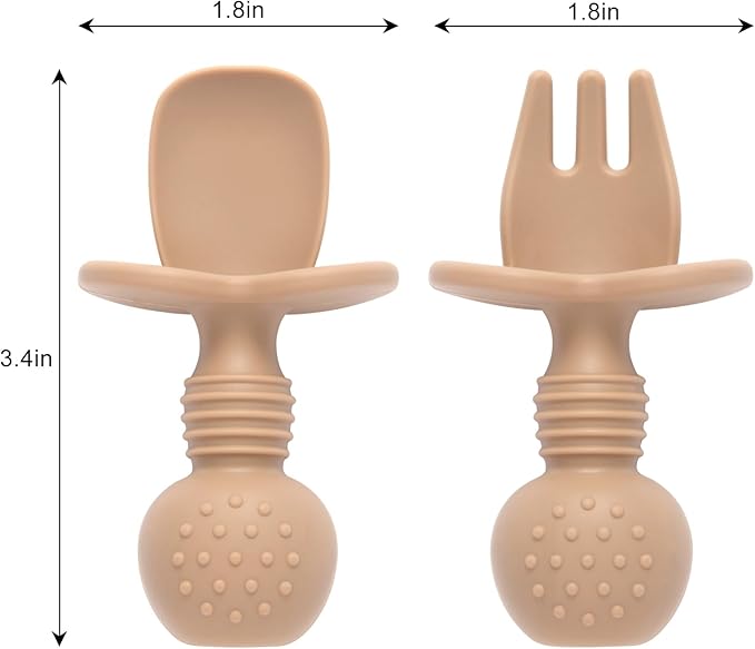 Eascrozn Silicone Baby Feeding Set, 2 Pack Divided Baby Plates with Suction, 2 Pack Spoons and Forks Set, BPA Free, Baby Led Weaning Supplies for Toddler Utensils Baby Feeding Essentials - Image 6