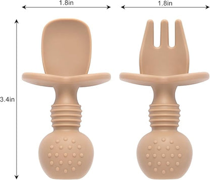 Eascrozn Silicone Baby Feeding Set, 2 Pack Divided Baby Plates with Suction, 2 Pack Spoons and Forks Set, BPA Free, Baby Led Weaning Supplies for Toddler Utensils Baby Feeding Essentials - Image 6