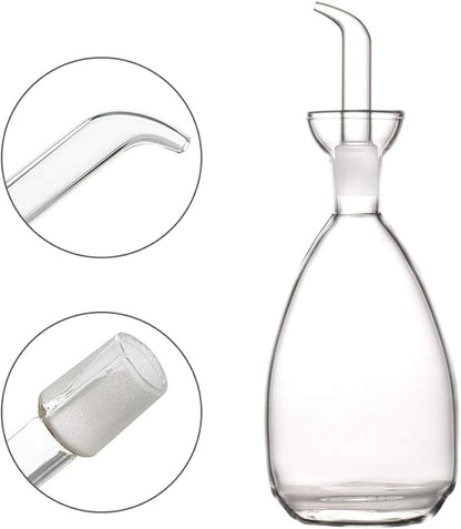 Affogato Glass Oil Bottle with Spout, Olive Oil Dispenser Vinegar Drizzler Pourer Stopper Pot, Soy Sauce Vinegar Cruet Non Drip Heat-Resistant for Cooking Kitchen Restaurant BBQ (15 oz)