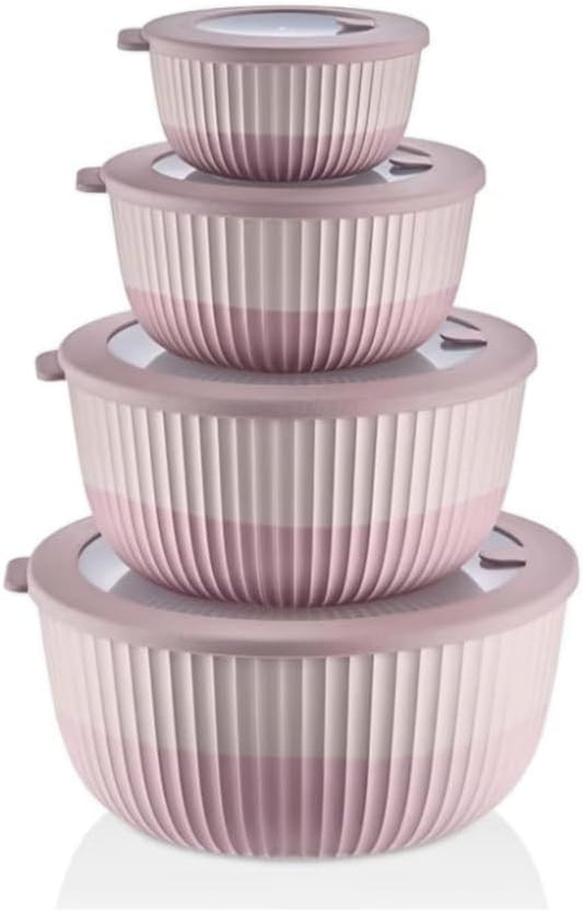 Mixing Bowls with Lids, 8-Piece Airtight Leak-Proof Nesting BPA-Free Bowl Set for Kitchen & Food Storage, Large 4200ml Capacity, Microwave & Dishwasher Safe