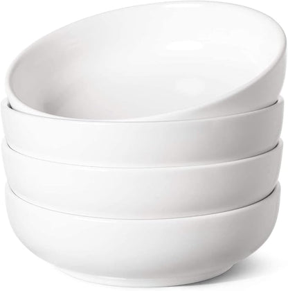 LE TAUCI Pasta Bowls 32 oz, Salad Bowls Set for Serving Soup, Pasta, Noodle, Dinner, Large Kitchen Bowl Plates, Microwave Safe - 7.8 Inch, Set of 4, White by LETAUCI