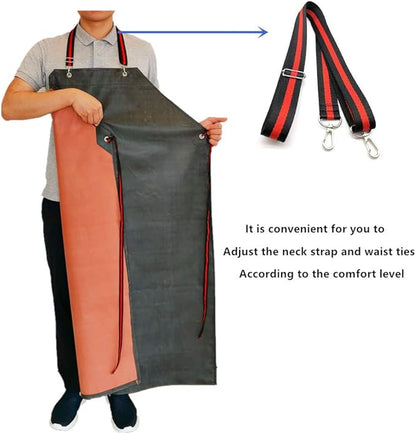 TonLing Thick Rubber Apron, 47.2 x 33.5 Inch Waterproof, Long Chemical Resistant, Adjustable for Dishwashing, Cleaning Fish, Gardening, Lab Work, Butcher and Dog Grooming, Grey - Image 3