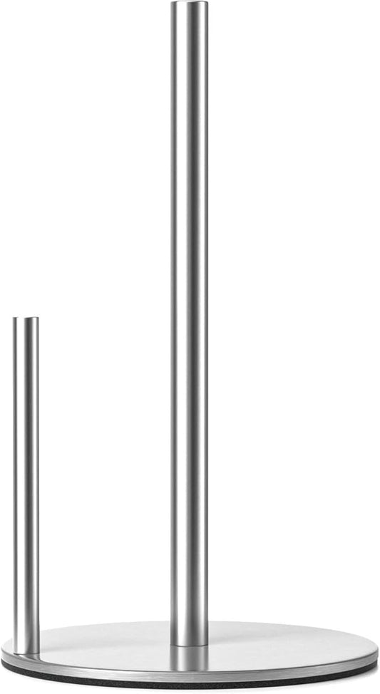 Paper Towel Holder Silver, Premium Stainless Steel Kitchen Roll Dispenser, Countertop Roll Organizer with Weighted Base by niffgaff