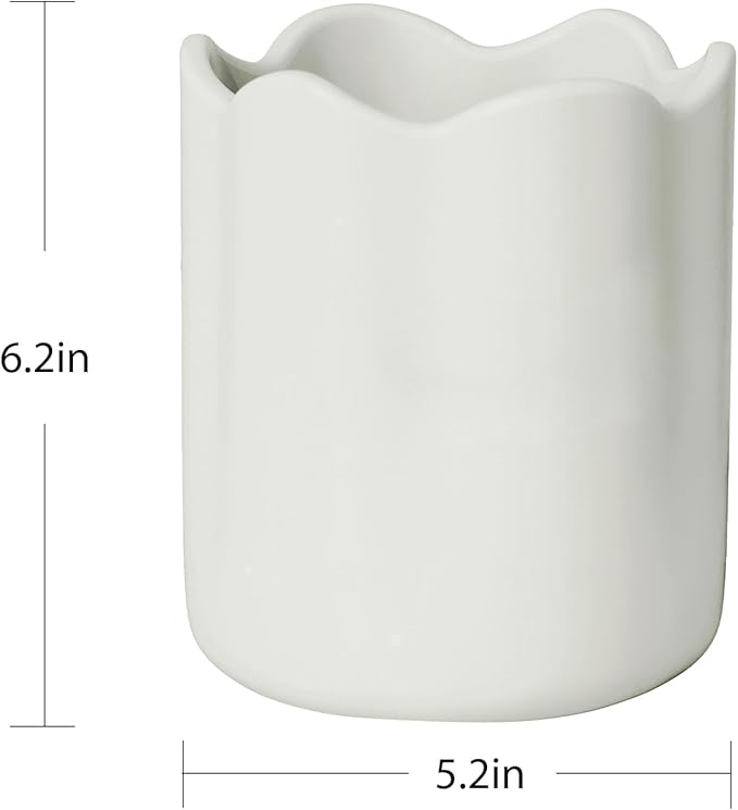 Ceramic Utensil Holder for Kitchen Counter, 6.2" Large Kitchen Utensil Holder for Countertop with Cork Bottom, Cooking Tool Organizer for Spatula, Matte White - Image 6