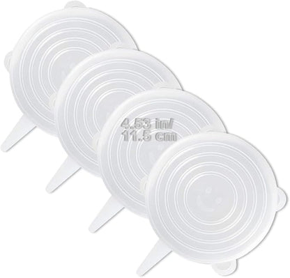 LELE LIFE 4 Pack Same Size Silicone Stretch Lids, Thicker Reusable Sturdy Silicone Container Cover, Expandable Food Storage Covers, Dishwasher and Freezer Safe, 4.53in(11.5cm)