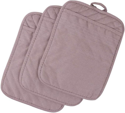 Anyi Pot Holders for Kitchen Heat Resistant, Cotton Hot Pads for Counter Table, Grey Kitchen Pot Holders with Pocket Pack of 3 by Unknown