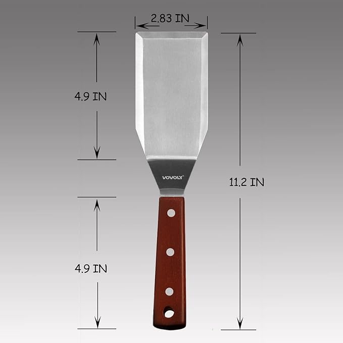 Professional Metal Spatula for Cast Iron Skillets and Flat Top Grills, Full Tang Wooden Handle, Thick Stainless Steel Blade, Smash Burger Spatula Turner for Flipper, Cooking, BBQ, 4.7 x 2.7 Inch - Image 7