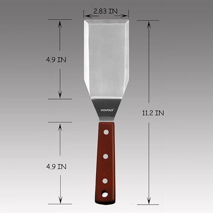 Professional Metal Spatula for Cast Iron Skillets and Flat Top Grills, Full Tang Wooden Handle,1.8mm Thick Stainless Steel Blade, Smash Burger Spatula Turner for Flipper, Cooking, BBQ, 4.7 x 2.7 Inch - Image 7