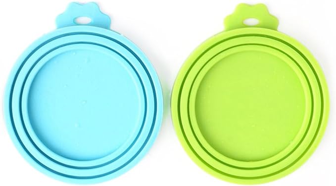 Comtim Pet Food Can Cover Silicone Can Lids for Dog and Cat Food(Universal Size,One fit 3 Standard Size Food Cans),Blue and Green by COMTIM
