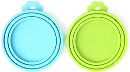 Comtim Pet Food Can Cover Silicone Can Lids for Dog and Cat Food(Universal Size,One fit 3 Standard Size Food Cans),Blue and Green by COMTIM